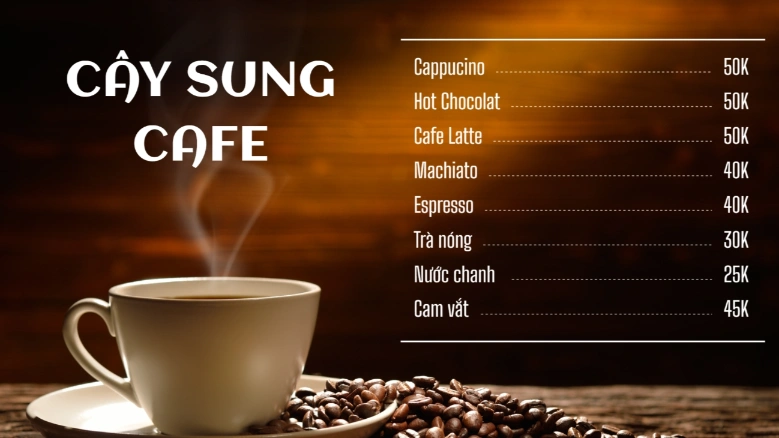 Bảng giá 1 Cafe Menu
