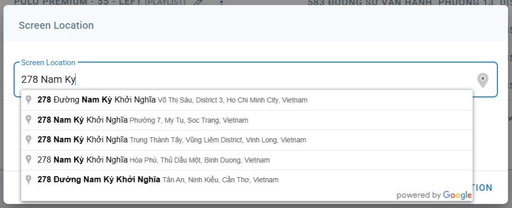 Cài đặt phần mềm VietApps cho Smart TV như thế nào? 5 Input Screen Location - Phần mềm quản lý LCD - VietApps Digital Signage Software